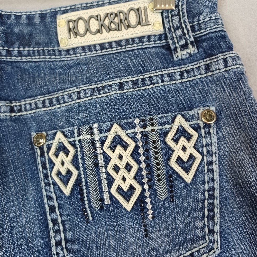 Rock & Roll Cowgirl Women's Mid Rise Bootcut Jeans 30x36 (34L) Embellished